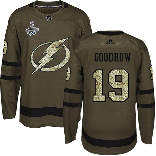 Men Adidas Tampa Bay Lightning #19 Barclay Goodrow Green Salute to Service 2020 Stanley Cup Champions Stitched NHL Jersey